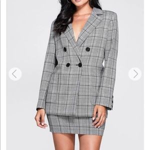 Nina Long Plaid Blazer & Corset Set